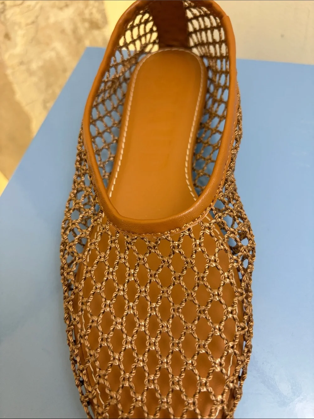 STAUD Alba Ballet Flat - Tan Netting - Picture 2 of 5